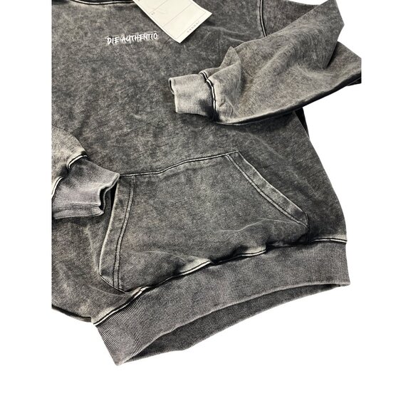 Die Authentic Distressed Die Washed Gray embroided Hoodie Sweatshirt L SKU 9333 - Picture 7 of 15